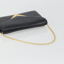 GIVENCHY Chain Shoulder Bag Leather Black Gold Auth 190882-7