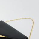 GIVENCHY Chain Shoulder Bag Leather Black Gold Auth 190882-14