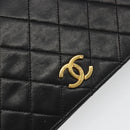 CHANEL Matelasse Chain Shoulder Bag Lamb Skin Black Gold CC Auth 190883-14