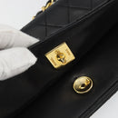 CHANEL Matelasse Chain Shoulder Bag Lamb Skin Black Gold CC Auth 190883-15