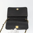 CHANEL Matelasse Chain Shoulder Bag Lamb Skin Black Gold CC Auth 190883-17