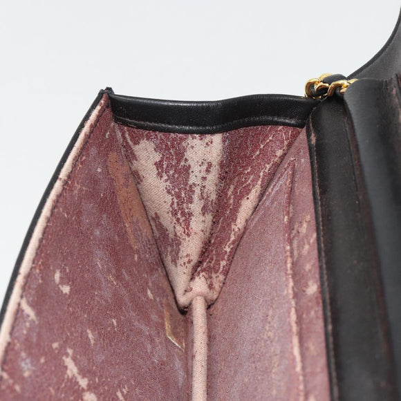 CHANEL Matelasse Chain Shoulder Bag Lamb Skin Black Gold CC Auth 190883