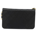 CHANEL Matelasse Chain Shoulder Bag Lamb Skin Black Gold CC Auth 190883-3