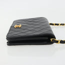 CHANEL Matelasse Chain Shoulder Bag Lamb Skin Black Gold CC Auth 190883-4