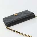 CHANEL Matelasse Chain Shoulder Bag Lamb Skin Black Gold CC Auth 190883-6