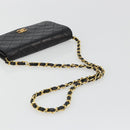 CHANEL Matelasse Chain Shoulder Bag Lamb Skin Black Gold CC Auth 190883-7
