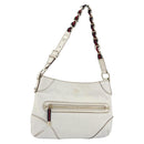 GUCCI Sherry Line Chain Bag Leather White Gold 153011 491404 Auth 190887A-1