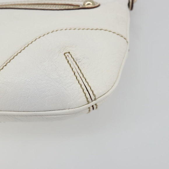GUCCI Sherry Line Chain Bag Leather White Gold 153011 491404 Auth 190887A