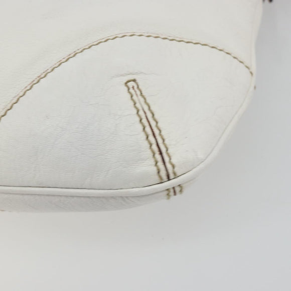 GUCCI Sherry Line Chain Bag Leather White Gold 153011 491404 Auth 190887A