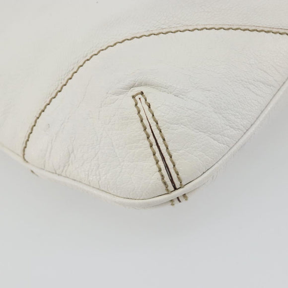 GUCCI Sherry Line Chain Bag Leather White Gold 153011 491404 Auth 190887A