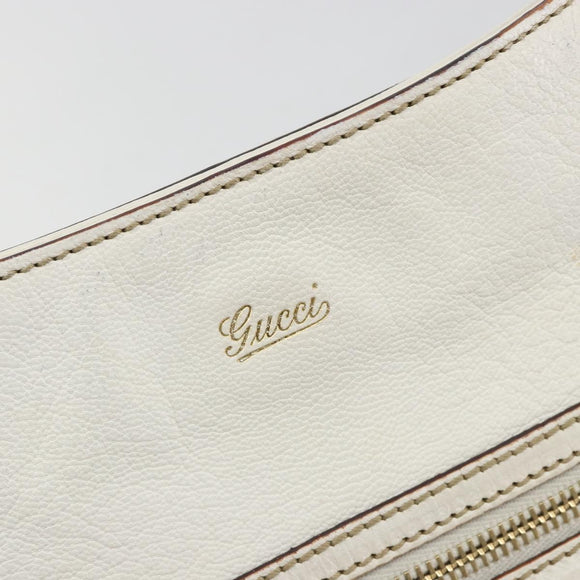 GUCCI Sherry Line Chain Bag Leather White Gold 153011 491404 Auth 190887A