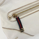 GUCCI Sherry Line Chain Bag Leather White Gold 153011 491404 Auth 190887A-15