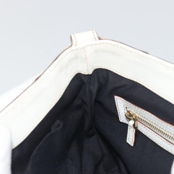 GUCCI Sherry Line Chain Bag Leather White Gold 153011 491404 Auth 190887A