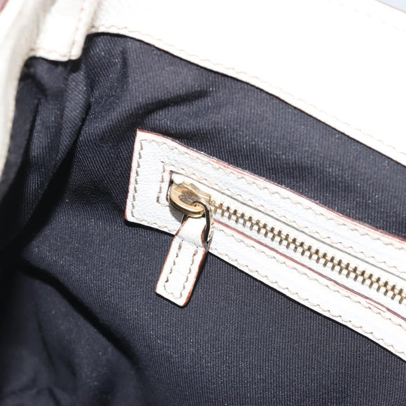 GUCCI Sherry Line Chain Bag Leather White Gold 153011 491404 Auth 190887A