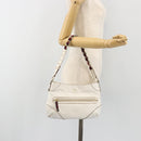 GUCCI Sherry Line Chain Bag Leather White Gold 153011 491404 Auth 190887A-24
