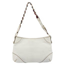 GUCCI Sherry Line Chain Bag Leather White Gold 153011 491404 Auth 190887A-3