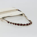GUCCI Sherry Line Chain Bag Leather White Gold 153011 491404 Auth 190887A-7