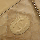 CHANEL Matelasse Chain Shoulder Bag Lamb Skin Beige Gold CC Auth 190888-17