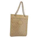 CHANEL Matelasse Chain Shoulder Bag Lamb Skin Beige Gold CC Auth 190888-1