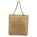 CHANEL Matelasse Chain Shoulder Bag Lamb Skin Beige Gold CC Auth 190888-2