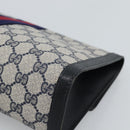GUCCI GG Supreme Sherry Line Clutch Bag PVC Navy Gold Auth 190891-15