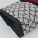 GUCCI GG Supreme Sherry Line Clutch Bag PVC Navy Gold Auth 190891-16