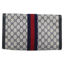 GUCCI GG Supreme Sherry Line Clutch Bag PVC Navy Gold Auth 190891-2