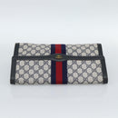 GUCCI GG Supreme Sherry Line Clutch Bag PVC Navy Gold Auth 190891-5