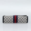 GUCCI GG Supreme Sherry Line Clutch Bag PVC Navy Gold Auth 190891-6