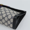 GUCCI GG Supreme Sherry Line Clutch Bag PVC Navy Gold Auth 190891-7