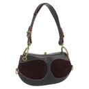 LOEWE Shoulder Bag Suede Leather Brown Gold Auth 190892-1