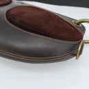 LOEWE Shoulder Bag Suede Leather Brown Gold Auth 190892-8