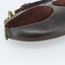 LOEWE Shoulder Bag Suede Leather Brown Gold Auth 190892-15