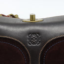 LOEWE Shoulder Bag Suede Leather Brown Gold Auth 190892-18