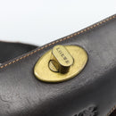 LOEWE Shoulder Bag Suede Leather Brown Gold Auth 190892-9