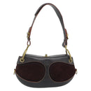 LOEWE Shoulder Bag Suede Leather Brown Gold Auth 190892-13