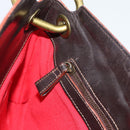 LOEWE Shoulder Bag Suede Leather Brown Gold Auth 190892-21