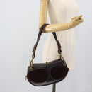 LOEWE Shoulder Bag Suede Leather Brown Gold Auth 190892-23