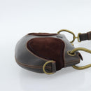LOEWE Shoulder Bag Suede Leather Brown Gold Auth 190892-4