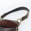 LOEWE Shoulder Bag Suede Leather Brown Gold Auth 190892-14
