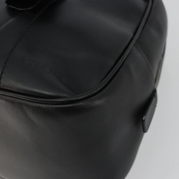 PRADA Bowling ag Hand Bag Leather Black Silver Auth 190893A