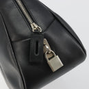 PRADA Bowling ag Hand Bag Leather Black Silver Auth 190893A-17