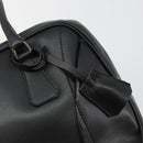 PRADA Bowling ag Hand Bag Leather Black Silver Auth 190893A-18