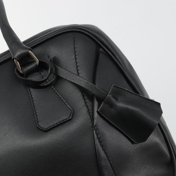 PRADA Bowling ag Hand Bag Leather Black Silver Auth 190893A