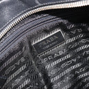 PRADA Bowling ag Hand Bag Leather Black Silver Auth 190893A-19