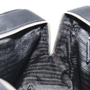 PRADA Bowling ag Hand Bag Leather Black Silver Auth 190893A-21