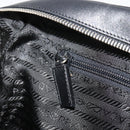 PRADA Bowling ag Hand Bag Leather Black Silver Auth 190893A-22