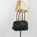 PRADA Bowling ag Hand Bag Leather Black Silver Auth 190893A-24