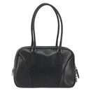PRADA Bowling ag Hand Bag Leather Black Silver Auth 190893A-2