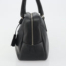 PRADA Bowling ag Hand Bag Leather Black Silver Auth 190893A-3